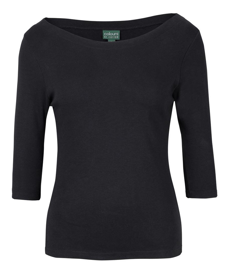 C of C LADIES 3/4 SLEEVE BOAT NECK TEE - 1BT3
