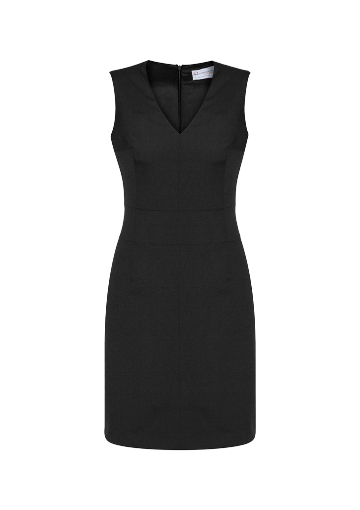 Womens Comfort Wool Stretch Sleeveless V-Neck Dress-34021-biz-corporates