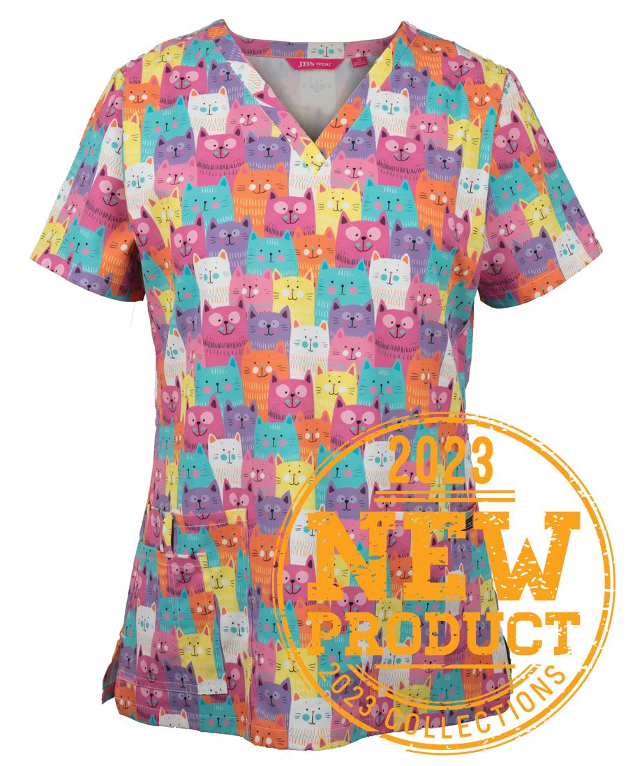 JB's Ladies Scrub Top Printed - 4STP1
