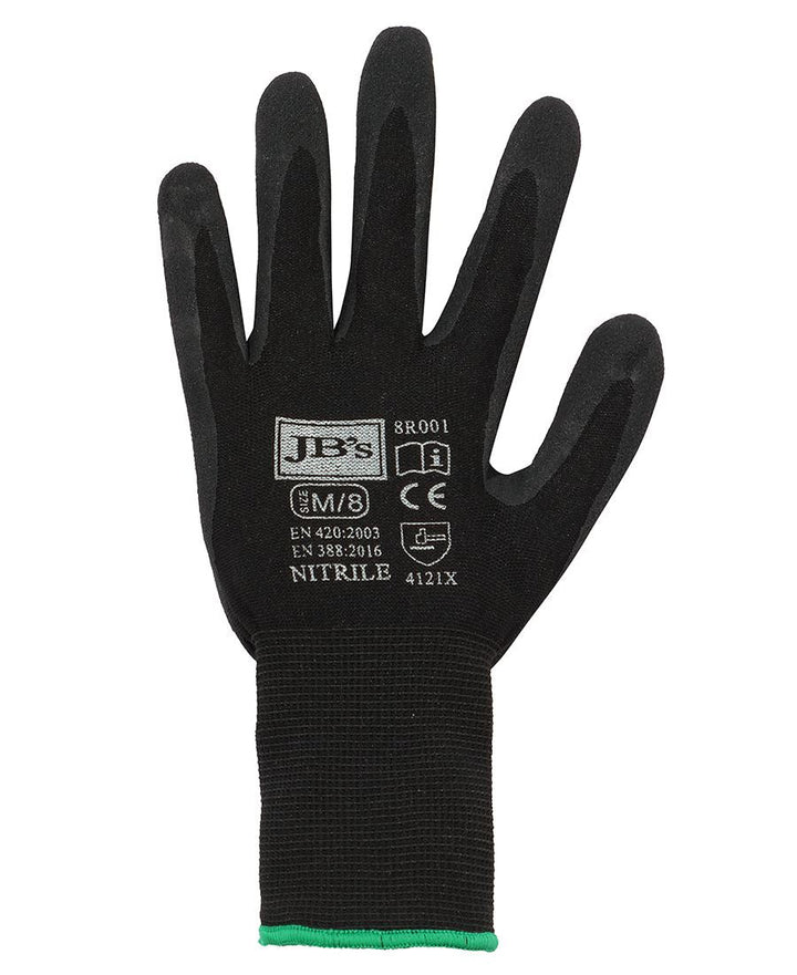 JB's  BLACK NITRILE BREATHABLE GLOVE (12 PK) -  8R001