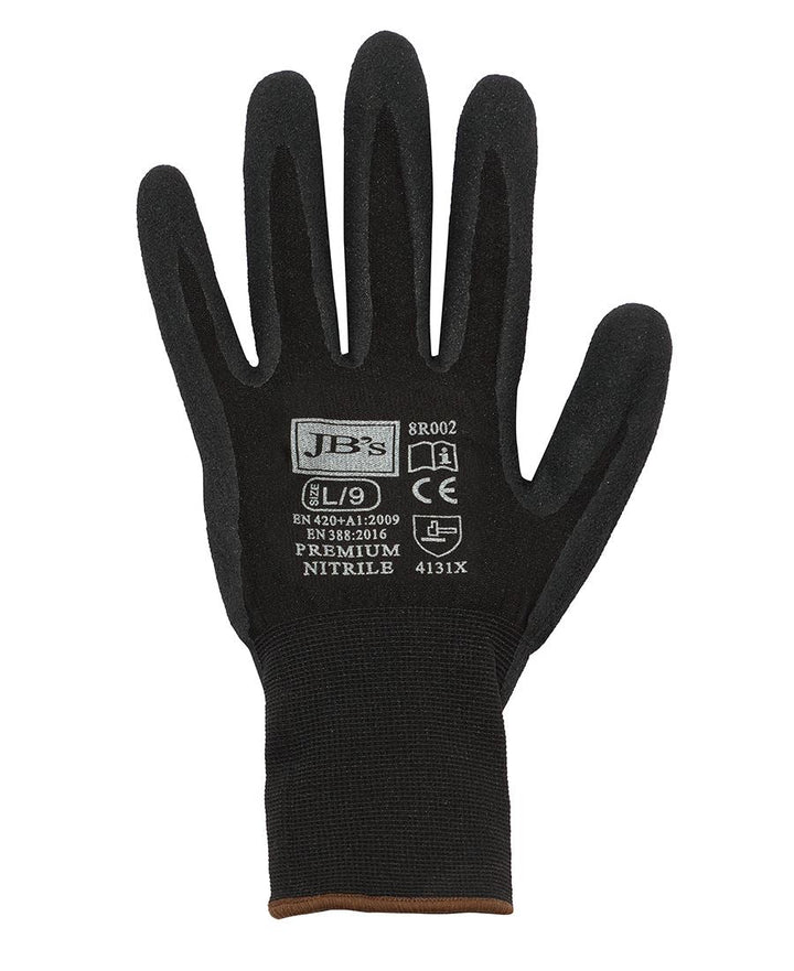 JB's  PREMIUM  BLACK NITRILE BRTHABLE GLOVE (12 PK) -  8R002