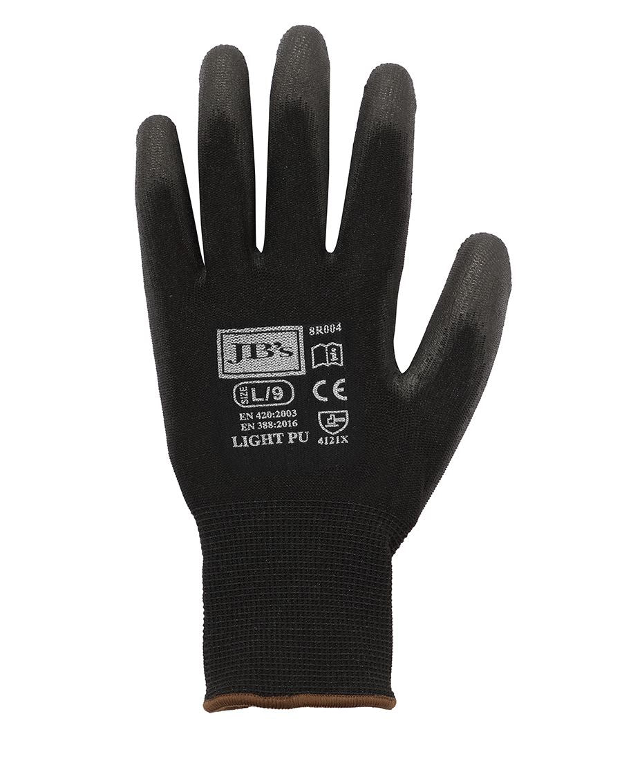 JB's BLACK LIGHT PU BREATHABLE GLOVE (12 PK) - 8R004
