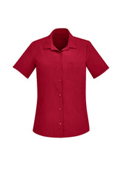Womens Florence Plain Short Sleeve Shirt-CS947LS-biz-care