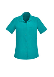 Womens Florence Plain Short Sleeve Shirt-CS947LS-biz-care