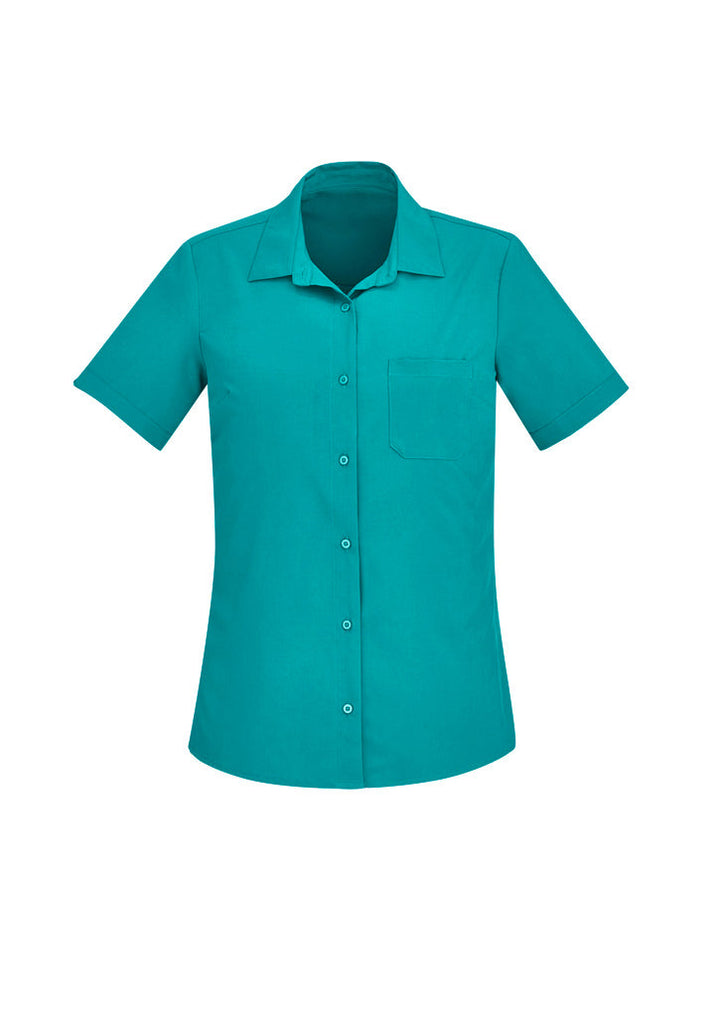 Womens Florence Plain Short Sleeve Shirt-CS947LS-biz-care