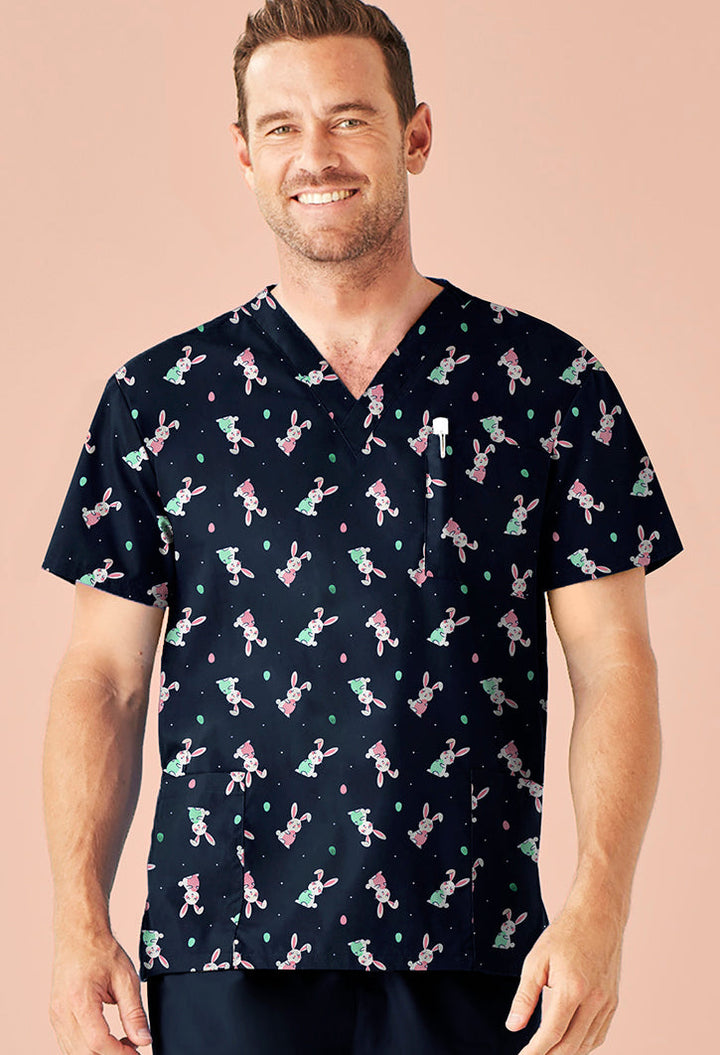 Mens Easter V-Neck Short Sleeve Scrub Top-CST152MS-biz-care