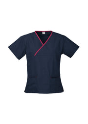 Womens Contrast Scrub Top-H10722-biz-collection