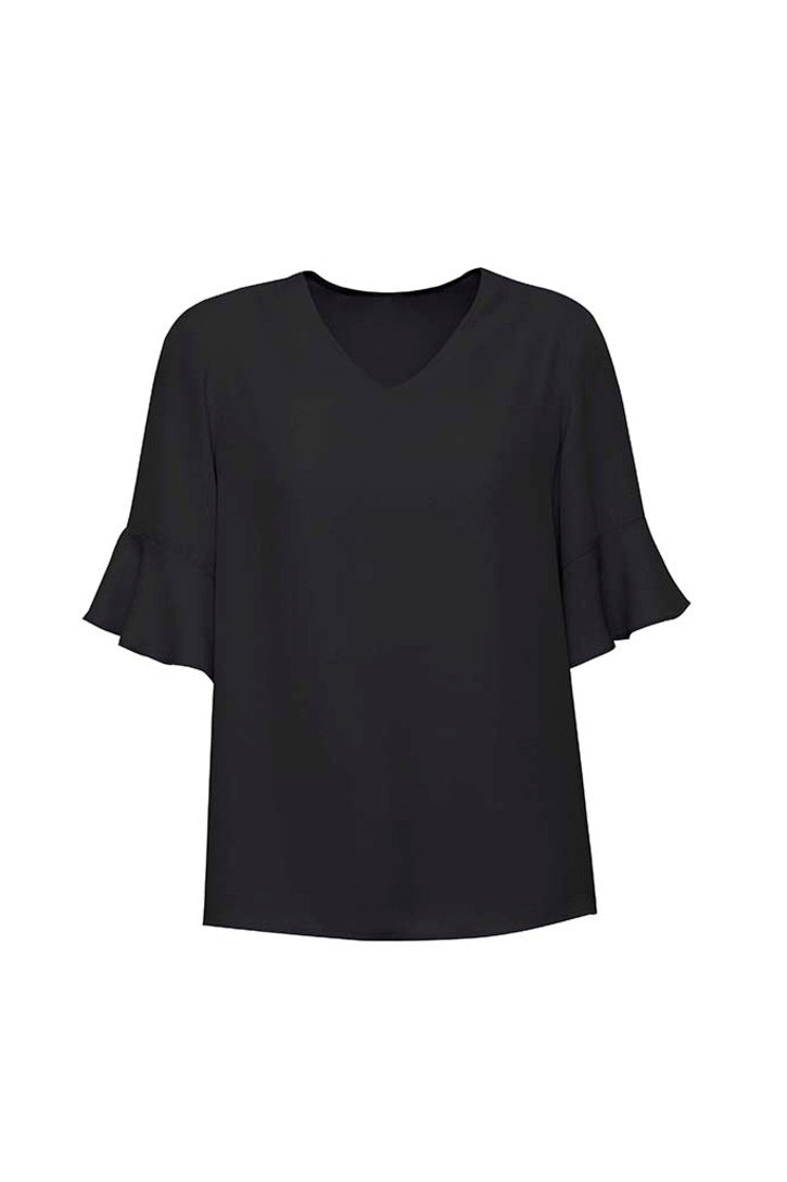 Womens Aria Fluted Sleeve Blouse-RB966LS-biz-corporates