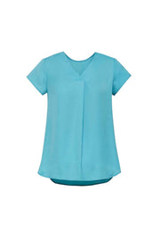 Womens Kayla V-Neck Pleat Blouse-RB967LS-biz-corporates