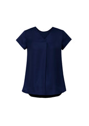Womens Kayla V-Neck Pleat Blouse-RB967LS-biz-corporates