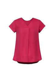 Womens Kayla V-Neck Pleat Blouse-RB967LS-biz-corporates