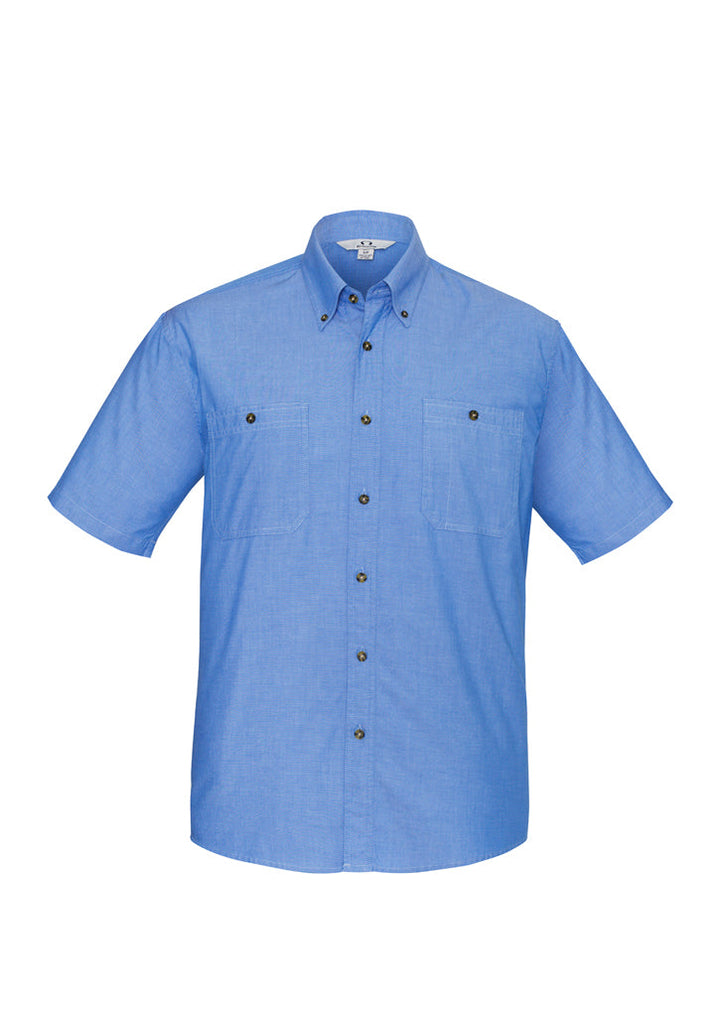 Mens Chambray Short Sleeve Shirt-SH113-biz-collection