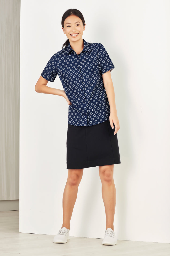 Womens Florence Daisy Print Short Sleeve Shirt-CS948LS-biz-care