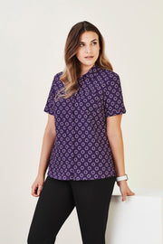 Womens Florence Daisy Print Short Sleeve Shirt-CS948LS-biz-care