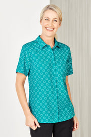 Womens Florence Daisy Print Short Sleeve Shirt-CS948LS-biz-care