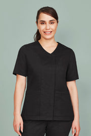 Womens Parks Zip Front Crossover Scrub Top-CST240LS-biz-care