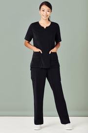 Womens Avery Round Neck Scrub Top-CST942LS-biz-care