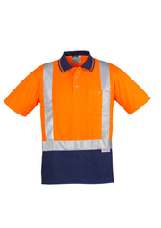 Mens Hi Vis Spliced Short Sleeve Polo - Shoulder Taped-ZH233-syzmik