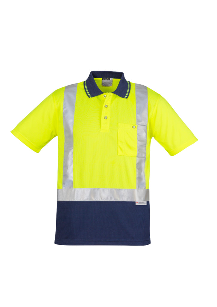 Mens Hi Vis Spliced Short Sleeve Polo - Shoulder Taped-ZH233-syzmik