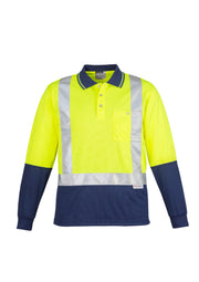 Mens Hi Vis Spliced Long Sleeve Polo - Shoulder Taped-ZH234-syzmik