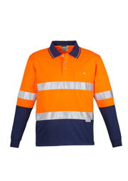 Mens Hi Vis Spliced Long Sleeve Polo - Hoop Taped-ZH235-syzmik
