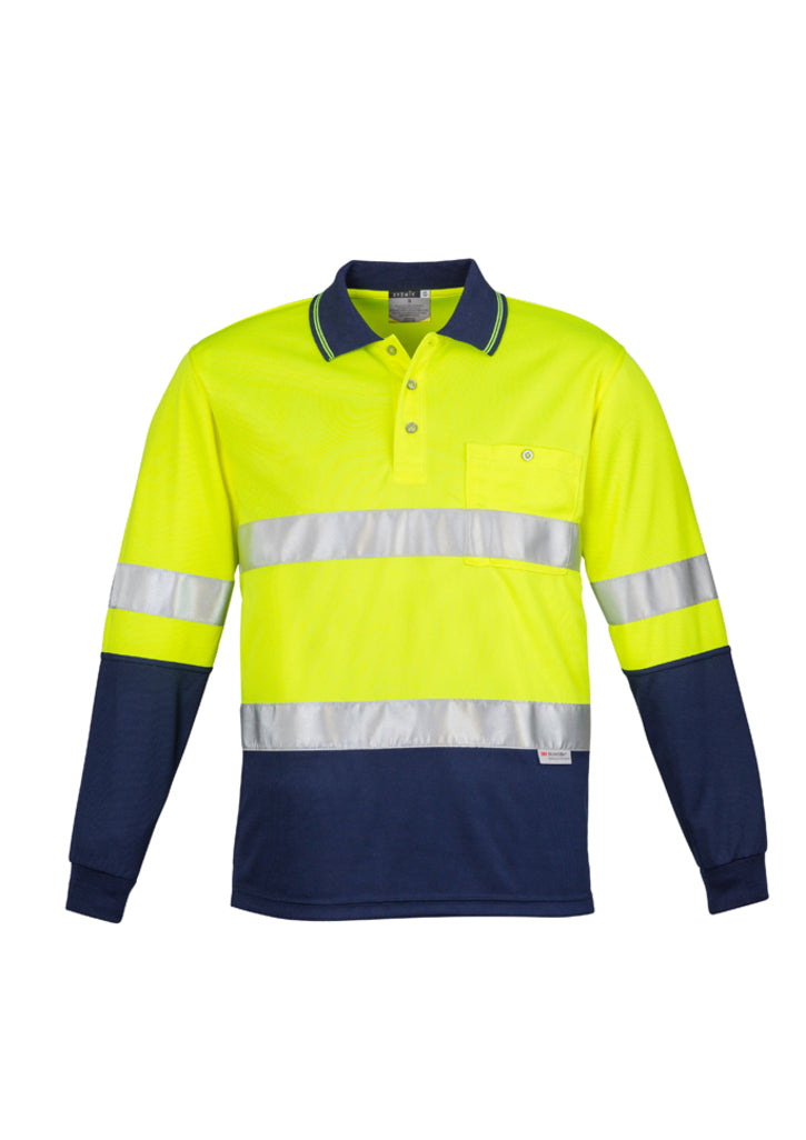 Mens Hi Vis Spliced Long Sleeve Polo - Hoop Taped-ZH235-syzmik
