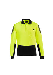 Mens Hi Vis Flux Long Sleeve Polo-ZH310-syzmik