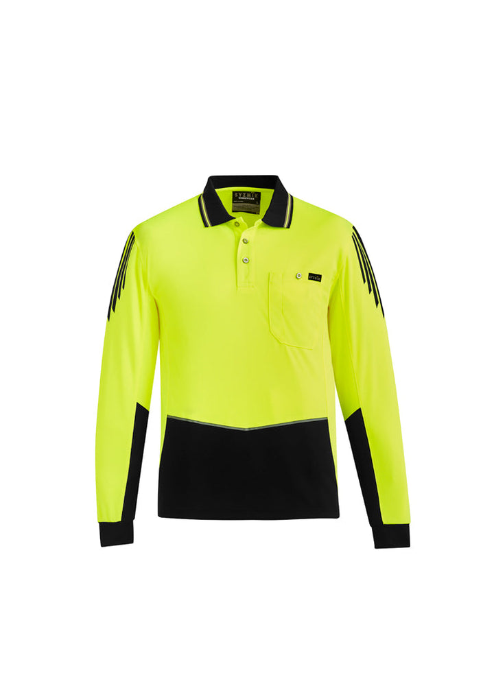 Mens Hi Vis Flux Long Sleeve Polo-ZH310-syzmik
