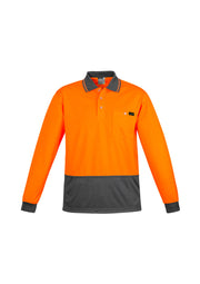 Mens Hi Vis Comfort Back Long Sleeve Polo-ZH410-syzmik
