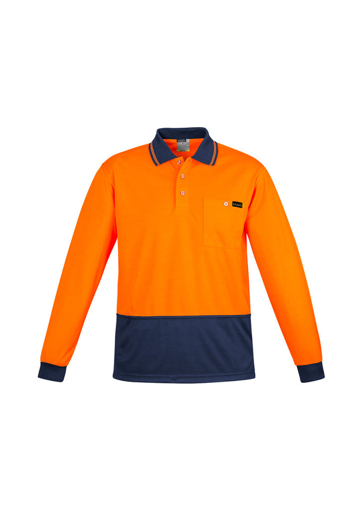 Mens Hi Vis Comfort Back Long Sleeve Polo-ZH410-syzmik