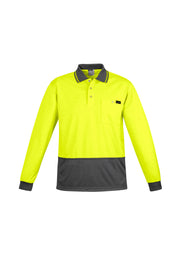 Mens Hi Vis Comfort Back Long Sleeve Polo-ZH410-syzmik
