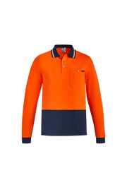 Mens Hi Vis Cotton Long Sleeve Polo-ZH430-syzmik