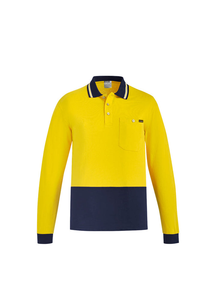Mens Hi Vis Cotton Long Sleeve Polo-ZH430-syzmik