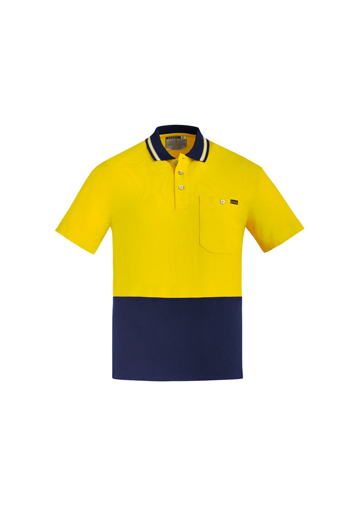 Mens Hi Vis Cotton Short Sleeve Polo-ZH435-syzmik