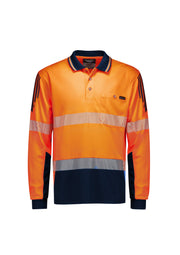 Mens Hi Vis Flux Segmented Tape Long Sleeve Polo-ZH550-syzmik