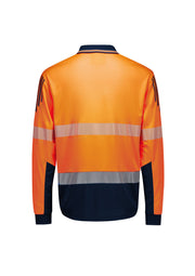 Mens Hi Vis Flux Segmented Tape Long Sleeve Polo-ZH550-syzmik