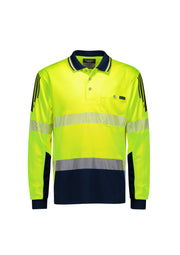 Mens Hi Vis Flux Segmented Tape Long Sleeve Polo-ZH550-syzmik