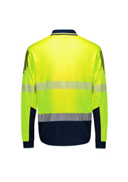 Mens Hi Vis Flux Segmented Tape Long Sleeve Polo-ZH550-syzmik