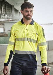 Mens Hi Vis Flux Segmented Tape Long Sleeve Polo-ZH550-syzmik
