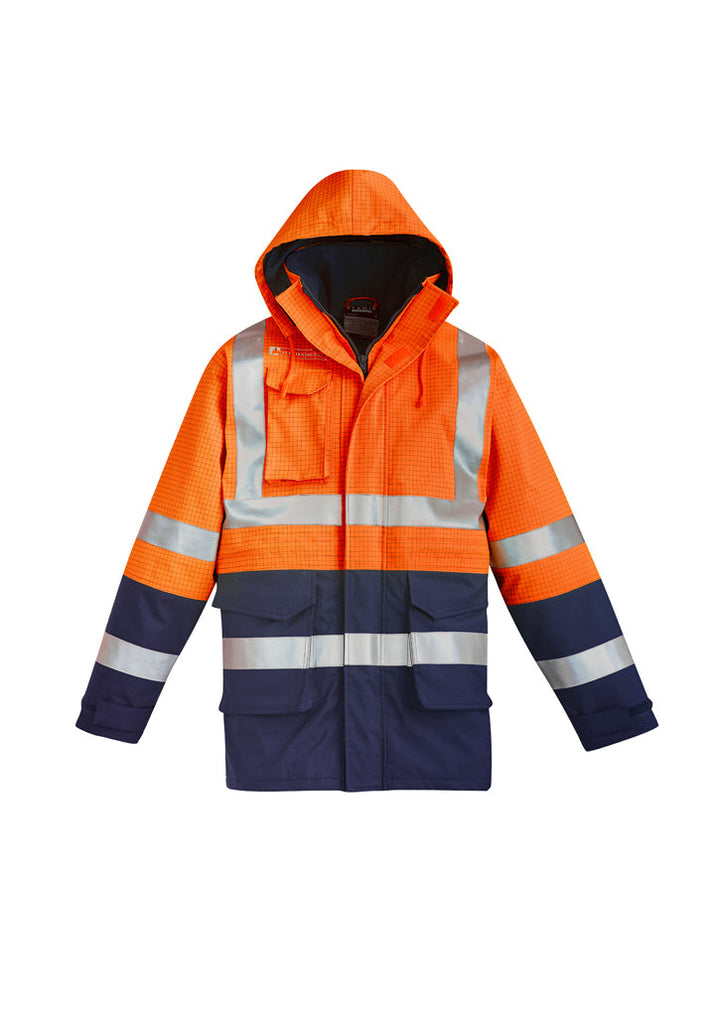 Mens Orange Flame Arc Rated Antistatic Waterproof Jacket-ZJ900-syzmik