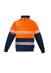 Mens Orange Flame Hi Vis 1/4 Zip Pullover - Hoop Taped-ZT150-syzmik
