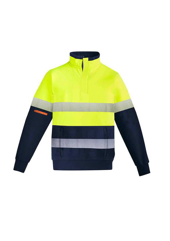 Mens Orange Flame Hi Vis 1/4 Zip Pullover - Hoop Taped-ZT150-syzmik