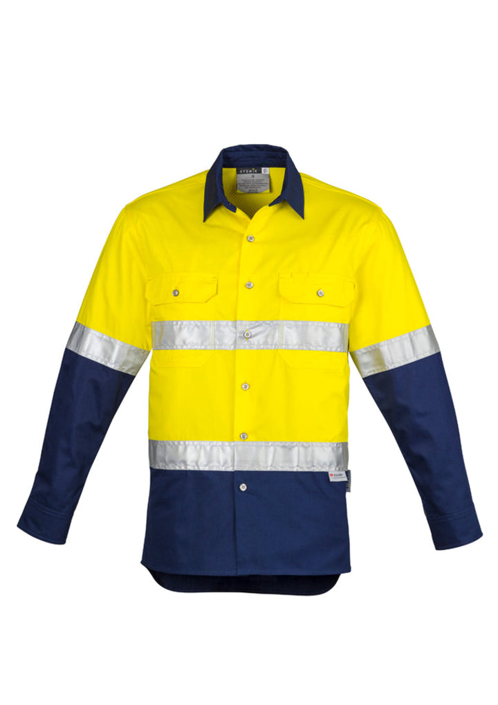 Mens Industrial Long Sleeve Shirt - Hoop Taped-ZW123-syzmik