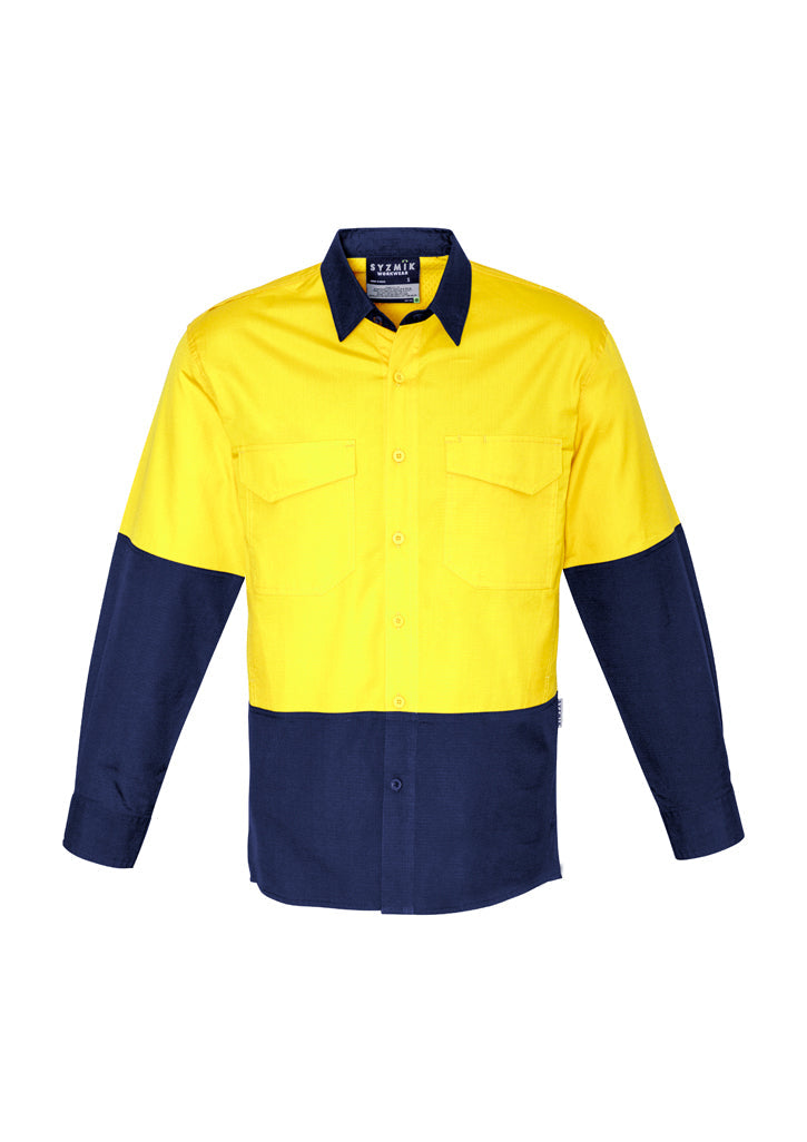 Mens Rugged Cooling Hi Vis Long Sleeve Shirt-ZW128-syzmik