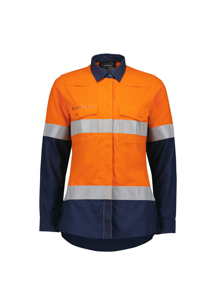 Womens Orange Flame Lightweight Ripstop Taped Shirt-ZW170-syzmik
