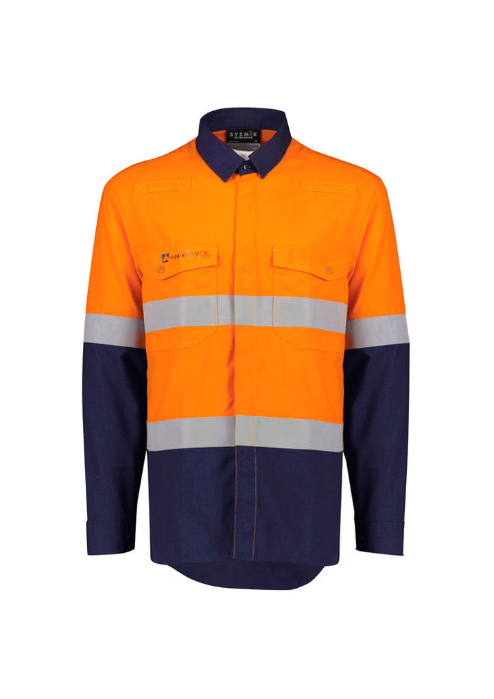 Mens Orange Flame Lightweight Ripstop Shirt - Hoop Taped-ZW180-syzmik