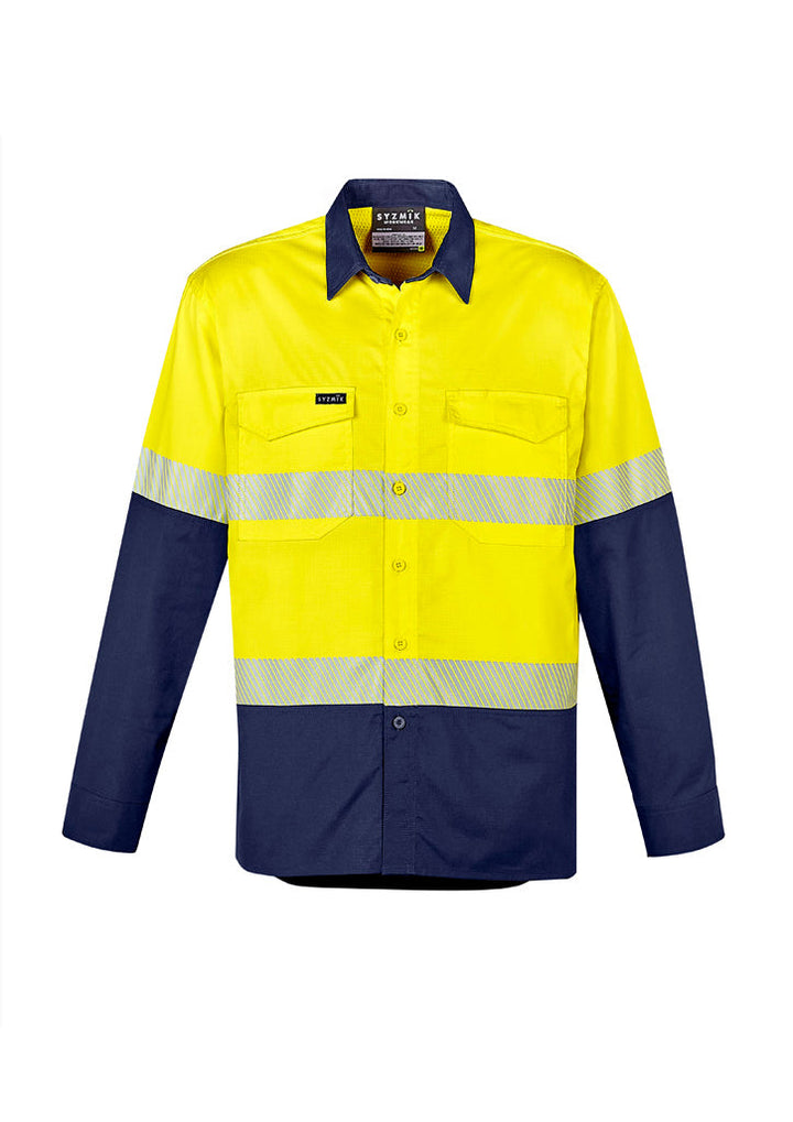 Mens Rugged Cooling Hi Vis Segmented Tape Long Sleeve Shirt-ZW229-syzmik
