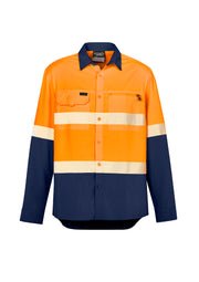 Mens Hi Vis Outdoor Segmented Tape Long Sleeve Shirt-ZW470-syzmik