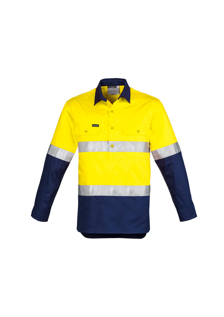 Mens Closed Front Long Sleeve Shirt - Hoop Taped-ZW550-syzmik