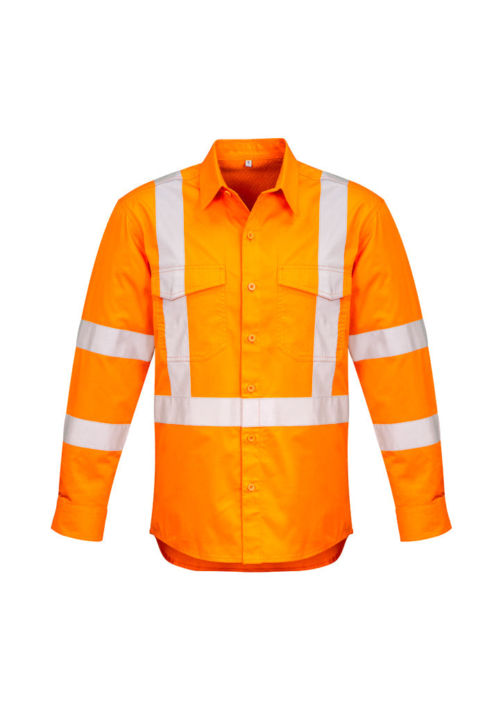 Mens Hi Vis X Back NSW Rail Taped Shirt-ZW690-syzmik